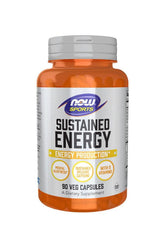NOW Sports Sustained Energy 90 Veg Capsules for mental clarity and sustained caffeine release.